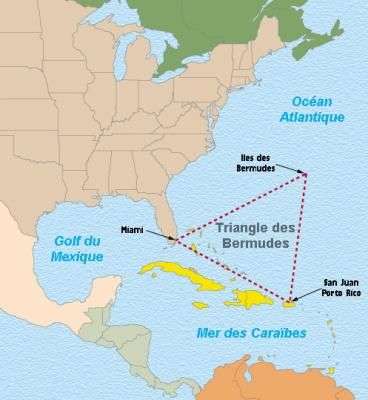 Le célèbre triangle, au nord-est des Antilles, délimité par les Bermudes, la pointe sud de la Floride et Puerto Rico. © DR