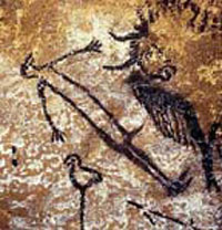 Image du sommeil représentée sur une peinture rupestre.