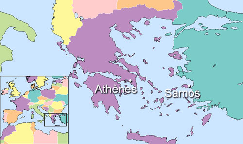 Carte situant Samos