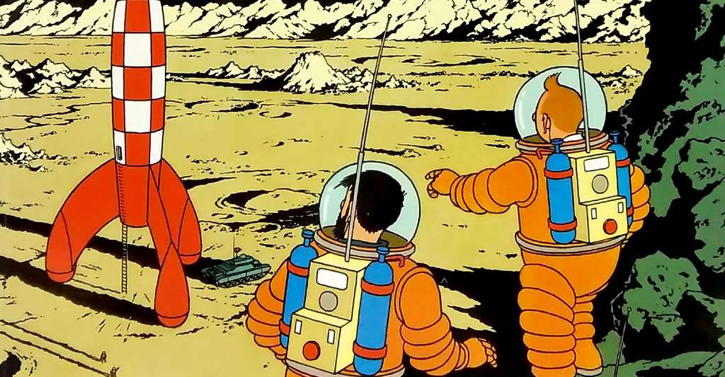 La célèbre BD « On a marché sur le Lune ». © Hergé/Casterman, DR