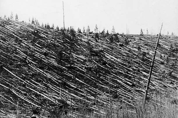Le 30 juin 1908, la région de Tungunska en Russie fut dévastée par l'onde de choc d'une explosion survenue dans l'atmosphère. Était-ce une météorite ? Un débris de comète ? © DP