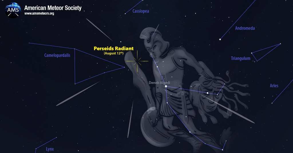 radiant des Perséides dans la constellation de Persée 