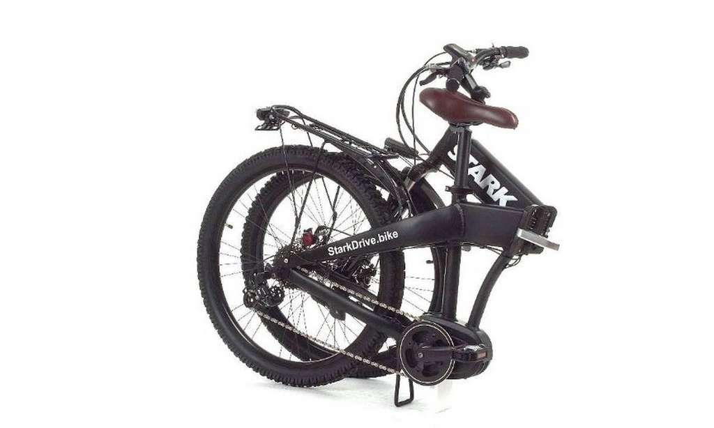 The bike folds completely in half for easy transport.  Â© Stark