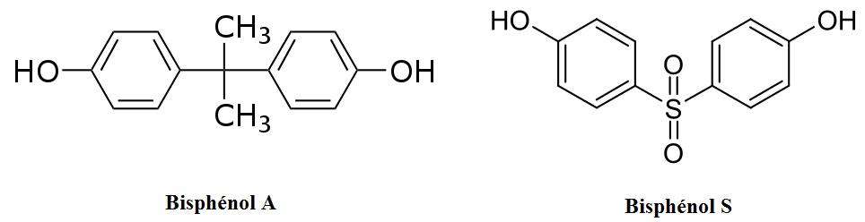 Les bisphénols A et S ont une structure chimique assez proche, comme le montre ces représentations simplifiées. © DR