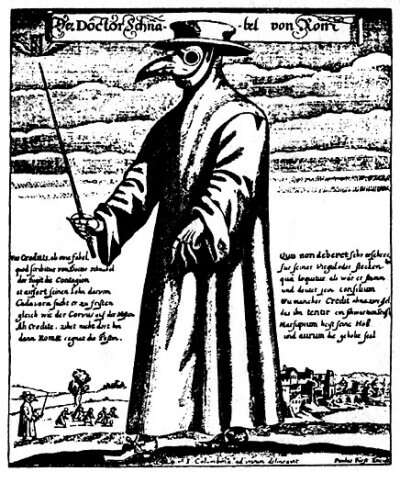 Représentation d'un médecin de peste portant un masque de protection. © Wikimedia Commons, DP