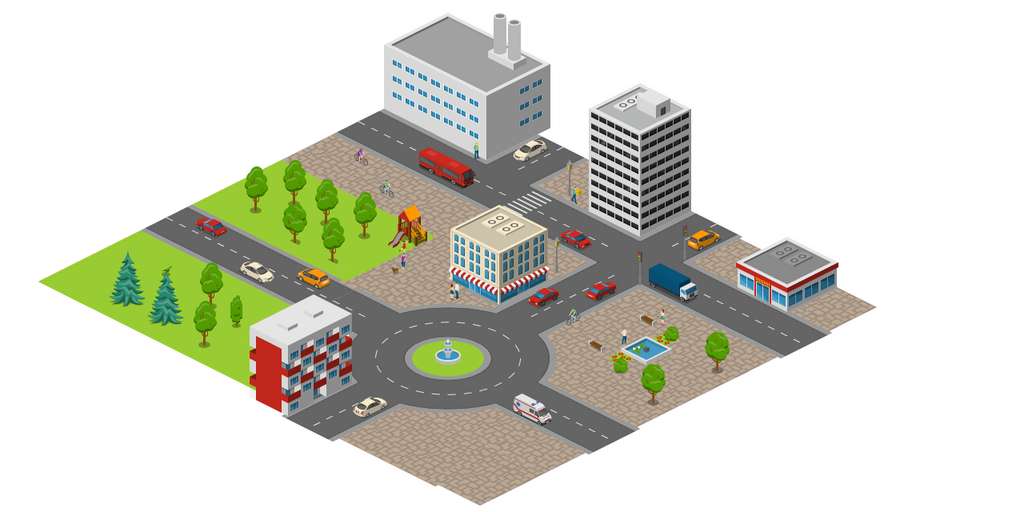 Un simple rond-point à la place d’un feu fluidifie la circulation et contribue à la baisse de la pollution. © Geco air