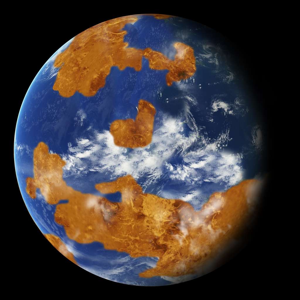 Une vue d'artiste de Vénus il y a quelques milliards d'années dans le cadre des modèles climatiques étudiés par des chercheurs du GISS (Goddard Institute for Space Studies). © Nasa